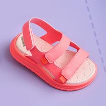 Sandália Papete Infantil Pampili Petit tiras autocolantes Triplo Coral Start 739002