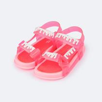 Sandália Papete Infantil Pampili Sun Glee Doce Glitter Rosa e Branca