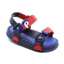 Sandália Papete Infantil Plugt Menino BoraBora Básica Marinho Vermelho Antiderrapante Ortopédico P/ Criança