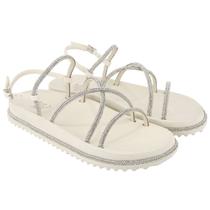 Sandalia Papete Ipê Mulato Feminina Brilho Strass Cotton Off White 15