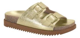 Sandalia Papete Metalizada Moleca Metálica Fivelas Sandalia Papete Metalizada Moleca Metálica Fivelas