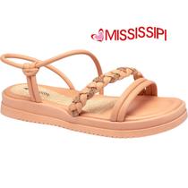 Sandalia Papete Mississipi Original Feminina Sandalia Flatform Papete Tiras Trançadas Com Brilho Casual Calce Facil Conforto