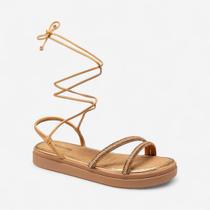 Sandália Papete Mississipi Rasteira Flat Com Amarração Nude Sandália Papete Mississipi Rasteira Flat Com Amarração Nude