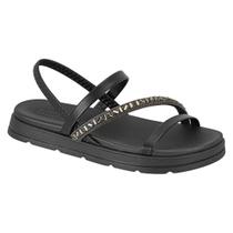 Sandália Papete Moleca Feminina Cristal Flatform - Preto