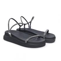 Sandalia Papete Pires Shoes Tiras com Brilho Sola Leve Conforto