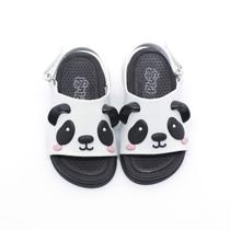 Sandália Papete Plugt Infantil Menina Mini Bizz Panda Preto/Branco Leve Macia e Confortavel Anatomica