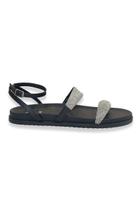 Sandália Papete Preto Brilho Prata CL FLAT Sandália Papete Preto Brilho Prata CL FLAT