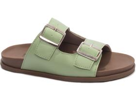 Sandália Papete Rasteira Feminina Buckle Verde Torricella