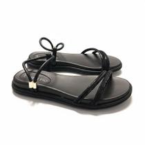 Sandália Papete Rasteira Flat Feminina Beira Rio Strass Brilho Elástico Plataforma Baixa Original -