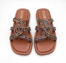 sandalia papete rasteirinha feminina flat brilho strass luxo macia