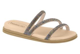 Sandália Papete Slide Feminina Beira Rio Flat Strass Brilhos 8488.108.26530