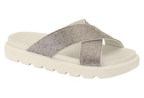 Sandalia Papete Slide Feminino Vizzano Flatform Tiras Strass