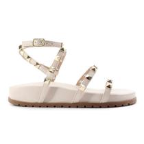 Sandália Papete Spike em Couro Cor Off White Sandália Papete Spike em Couro Cor Off White