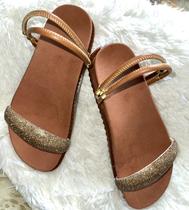 Sandalia Papete Strass Bananinha com traseira Duas formas de usar regulador rasteirinha feminina confortavel