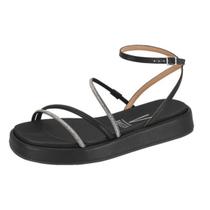 Sandália Papete Strass Feminina Chinelo Rasteira Tiras Slide Brilho Vizzano Flat Confortável Luxo Brilhos Plataforma Lançamento Fashion