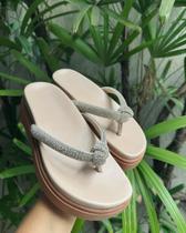 Sandalia Papete Tamanco Brilho Chinela Flatform Tami Strass Luxo - 035