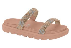 Sandália Papete Vizzano Nude Strass Brilho