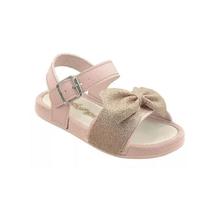 Sandalia pé com pé infantil papete laço com glitter