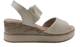 Sandalia Pegada Anabela Em Couro Linho 23420201