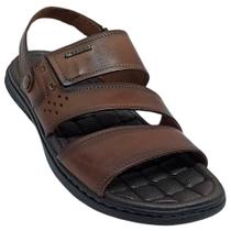 Sandália Pegada Masculino Couro Anilina 3 Tiras Elásticas