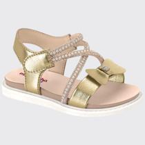 Sandália Pepete Baby Flat Meninas Slide Molekinha 2714.225.28103 Dourado N 21 -