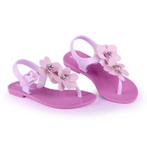 Sandália Pérola Kids Menina Flor Rosa Com Branco Mar&Cor