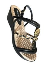 Sandália Piccadilly Anabela Flexibilidade De Pedraria Métalica Super Confortável Fem 540424 (66330)