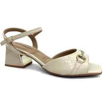 Sandália Piccadilly Conforto Salto Bloco 543084 Off White