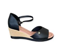 Sandália Piccadilly Salto Anabela Feminino Cor Preto