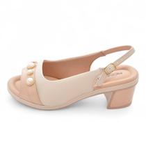 Sandalia Piccadilly Salto Bloco Medio Aplicacoes Cabedal