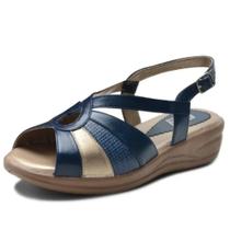 Sandália Pierrô Conforto ortopédica couro legítimo cor azul com detalhes Sandália Pierrô Conforto ortopédica couro legítimo cor azul com detalhes