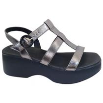 Sandália Plataforma Alta Feminina Moleca Flatform Metalizada Sandália Plataforma Alta Feminina Moleca Flatform Metalizada