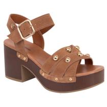 Sandalia plataforma couro camurça tachas clog salto madeira Sandalia plataforma couro camurça tachas clog salto madeira