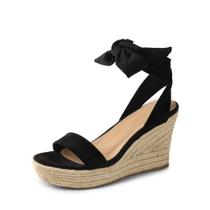 Sandália Plataforma DREAM PAIRS Anabela 8,5 Preta com Amarração Sandália Plataforma DREAM PAIRS Anabela 8,5 Preta com Amarração