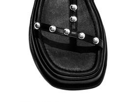 Sandália plataforma feminina 8 mm de espessura espuma em EVA, revestido em Napa preta e branca