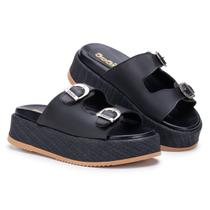 Sandália Plataforma Feminina Aura 910-GG Papete GuGi Slide Anatômica Com Fivelas