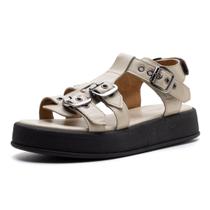 Sandália Plataforma Justine 100% Couro Off White