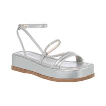 Sandalia Plataforma Papete Flatform Feminina Brilhante Moda