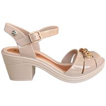 Sandalia Plataforma Salto Baixo Meia Pata Corrente Miss Miss