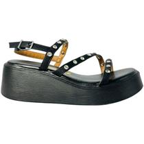 Sandália Plataforma Vizzano Feminino com tiras finas cruzadas Sandália Plataforma Vizzano Feminino com tiras finas cruzadas
