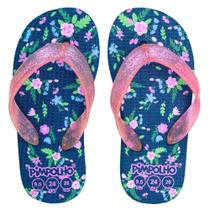 Sandália Praiana Kids Marinho Flores Feminino Pimpolho