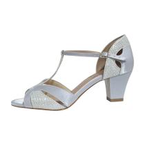 Sandalia Prata Festa Dança de Salão Confortável Duani