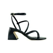 Sandália Preta Couro Werner Salto Médio Bloco 07cm