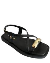 Sandália Quiz Casual Sintética Detalhe Metalizada Super Elegante Feminina 69-1483-06 (66170)