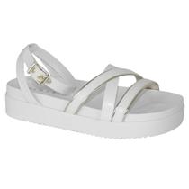 Sandália Ramarim Feminina Flatform Cruzada Texturizada 36203