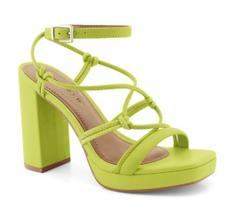 Sandália Ramarim Meia Pata Salto Grosso 10cm Verde Pistache Sintético Sandália Ramarim Meia Pata Salto Grosso 10cm Verde Pistache Sintético