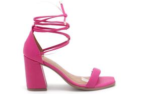 Sandália ramarim salto bloco amarração feminino pink 2241203