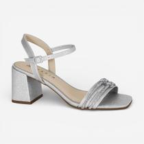 Sandália Ramarim Salto Bloco Com Glitter Prata