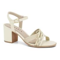 Sandália Ramarim Salto Bloco - Feminina - Creme