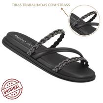 Sandalia Rasteira Beira Rio Original Feminino Flatform Rasteirinha Strass Tiras Trançadas Lancamento Metalizada Casual